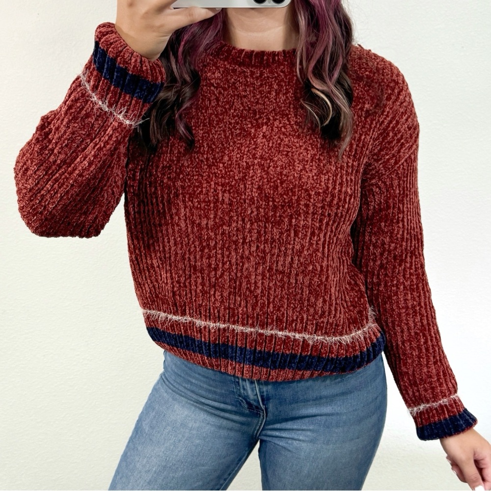 Red orange chenille knitted sweater
